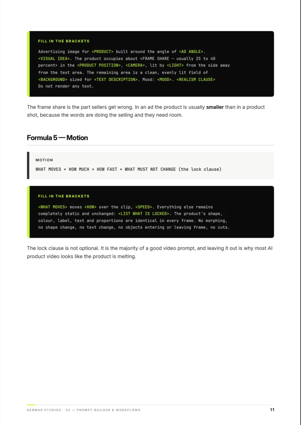 A page from Prompt Builder & Workflows